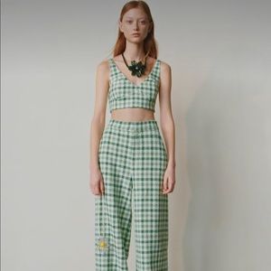 Zara pants and top set green plaid